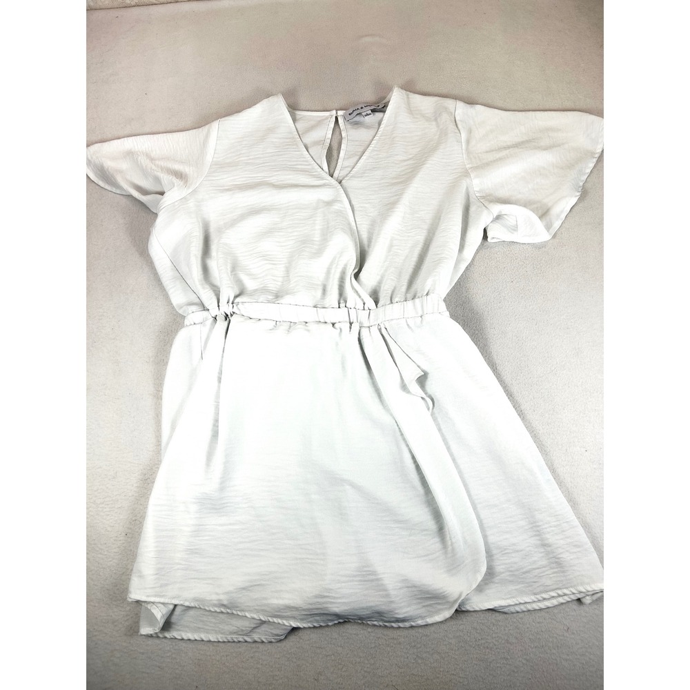 Emma & Michele Romper Women Large White Summer Minimalist 112250RS‎